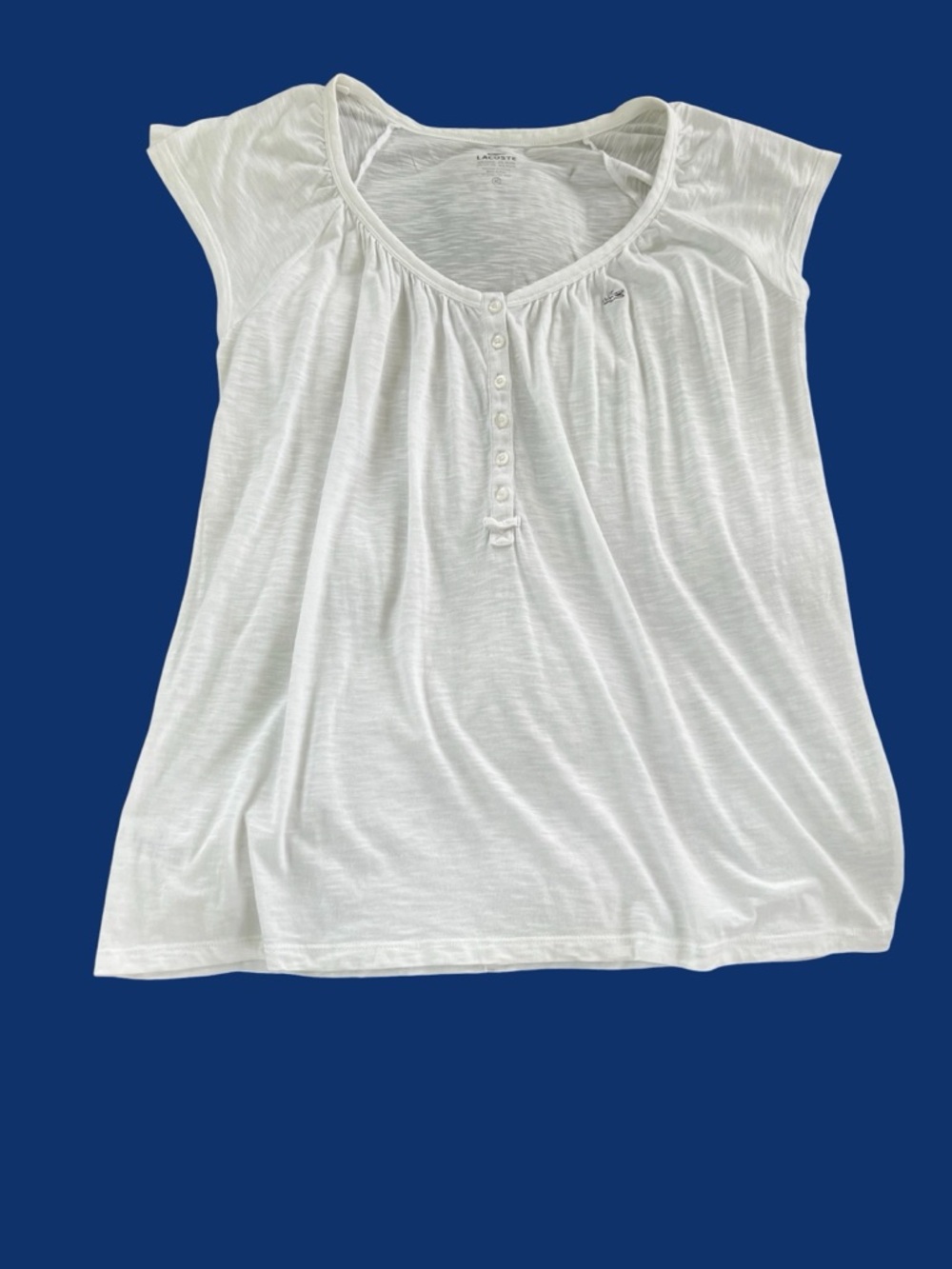 Lacoste White Henley Top Size 40